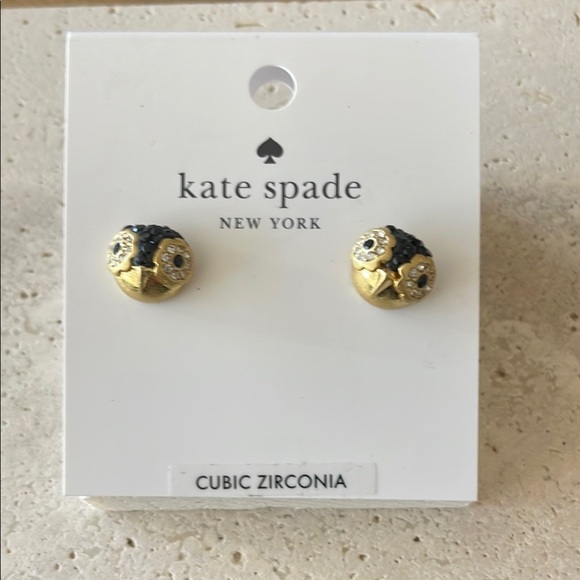 kate spade Jewelry - Kate Spade Gold and Black Dome Earrings